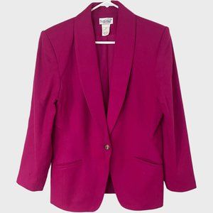 Vintage 80's Barbie Pink Wool Blazer Suit Jacket Women's 11/12 Shoulder Pads